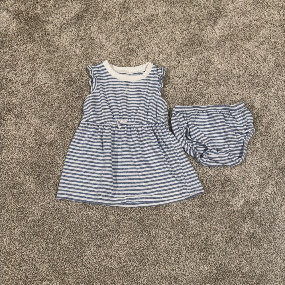 Carter’s Blue & White Striped Dress with Bloomers Nautical– Size 9 Months - Picture 8 of 9